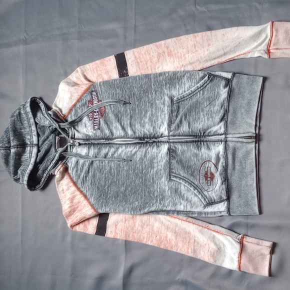 Harley-Davidson Tops - Harley Davidson Hoodie Womens XS Gray Full Zip Embellished Motorcycle